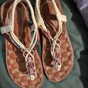 Pazitos Tan and Cream Women's Sandals